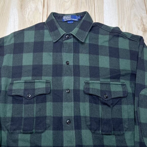 Polo Ralph Lauren Button Up Mens Green Plaid Spread Regular Shirt Pockets Medium - Picture 2 of 11
